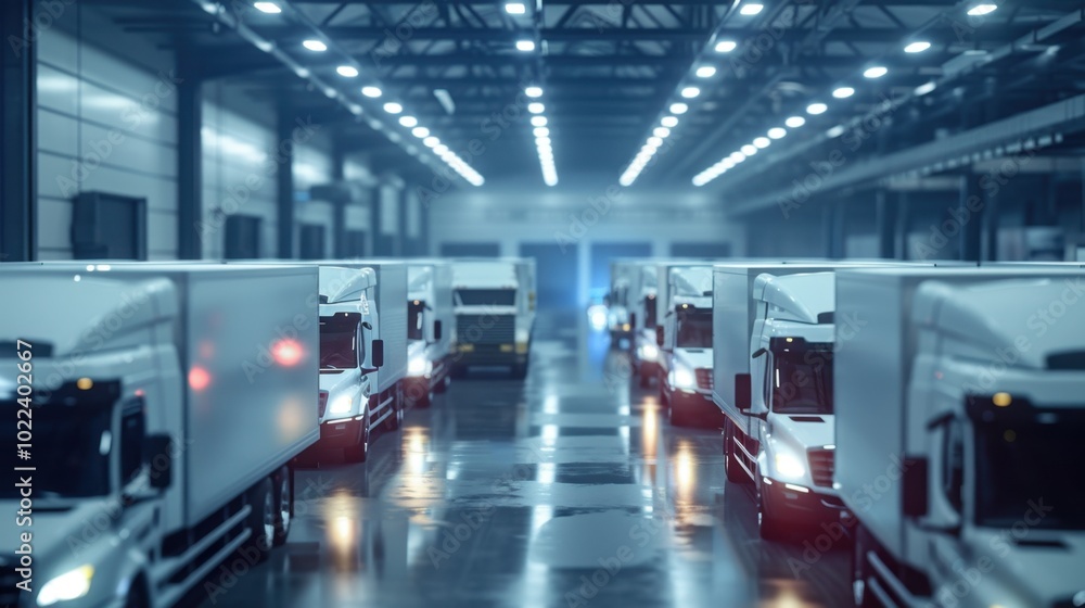 Obraz premium Connected Logistics: IoT-enabled logistics solutions track shipments and temperature-sensitive goods, optimizing fleet management and cutting operational costs. 