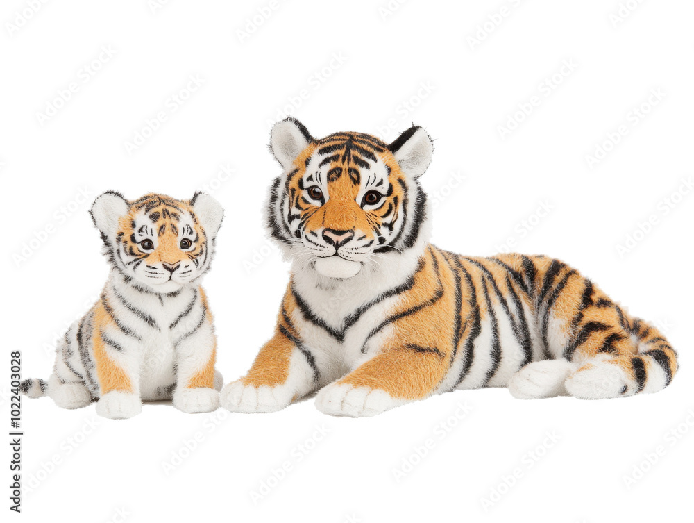 Obraz premium Adorable tiger family: cute cub and majestic parent in natural beauty