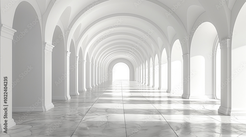 Illustration of corridor, archway, palace arch, light in tunnel, abstract Illustration of corridor, archway, palace arch, light in tunnel, abstract