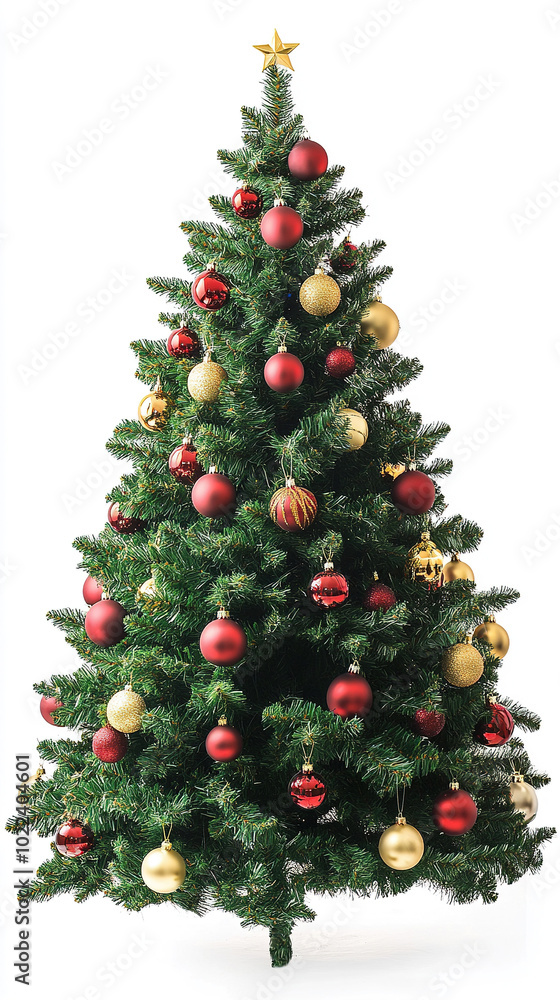 Pine tree with christmas decoration on isolated white background. fir tree with christmas decoration on isolated white background Pine tree with christmas decoration on isolated white background. fir tree with christmas decoration on isolated white background