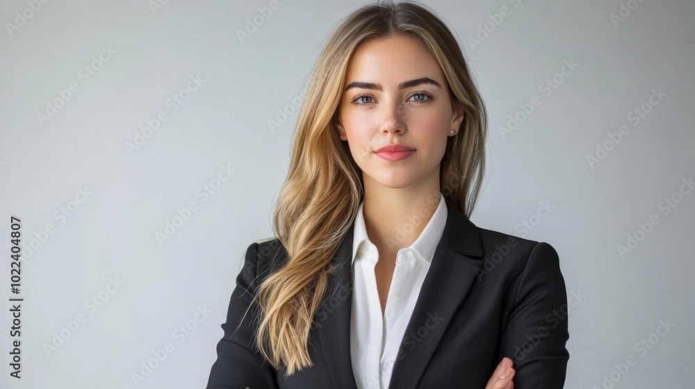 Portrait of a Young Woman in a Black Blazer and White Shirt Portrait of a Young Woman in a Black Blazer and White Shirt