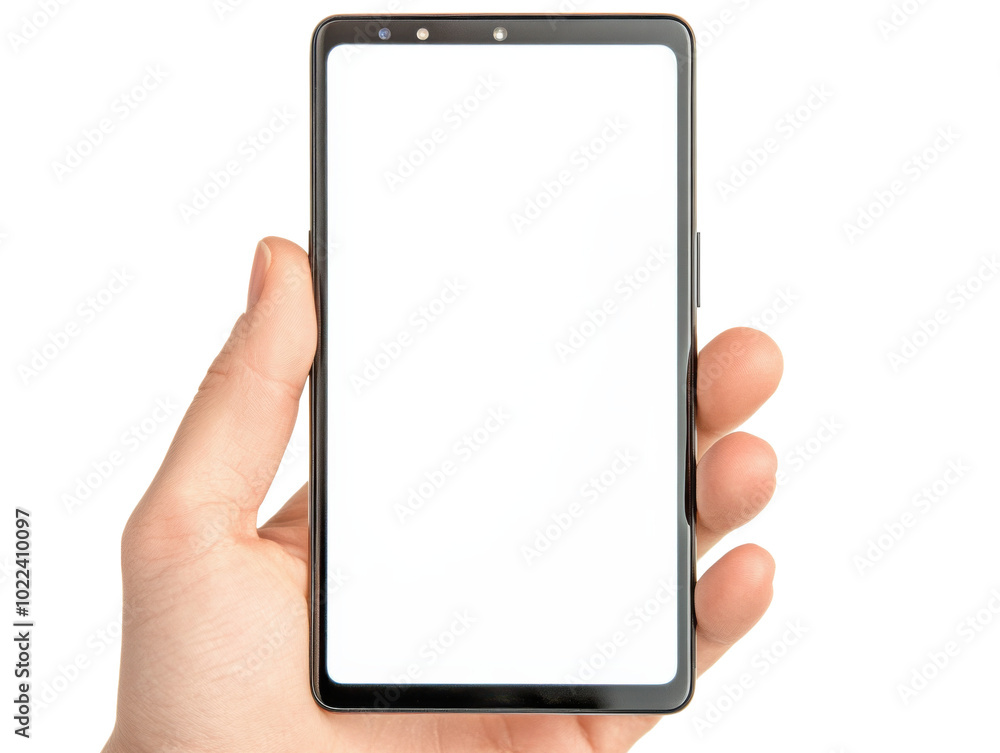 Smartphone display mockup with hand isolated on white background for digital design Smartphone display mockup with hand isolated on white background for digital design