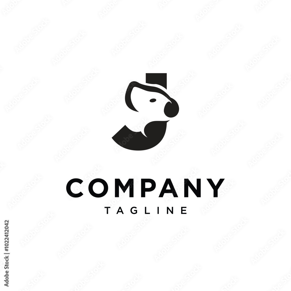 Obraz premium Letter J Koala Logo Icon Vector
