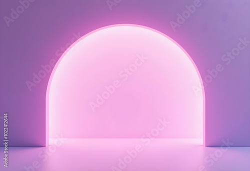 vibrant pink archway illuminated against smooth wall creates modern and artistic atmosphere, perfect for creative spaces or photography