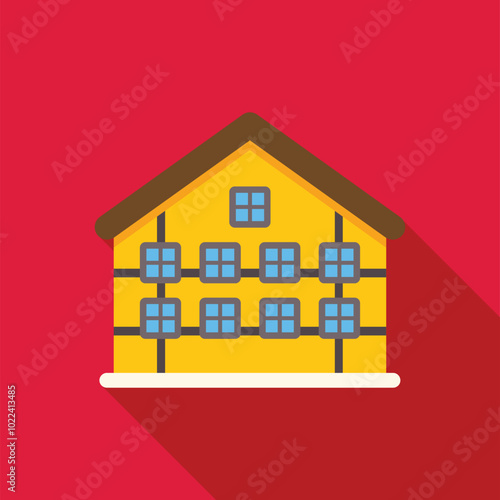 Minimalist vector illustration of a building facade, ideal for architecture, construction, or real estate themes