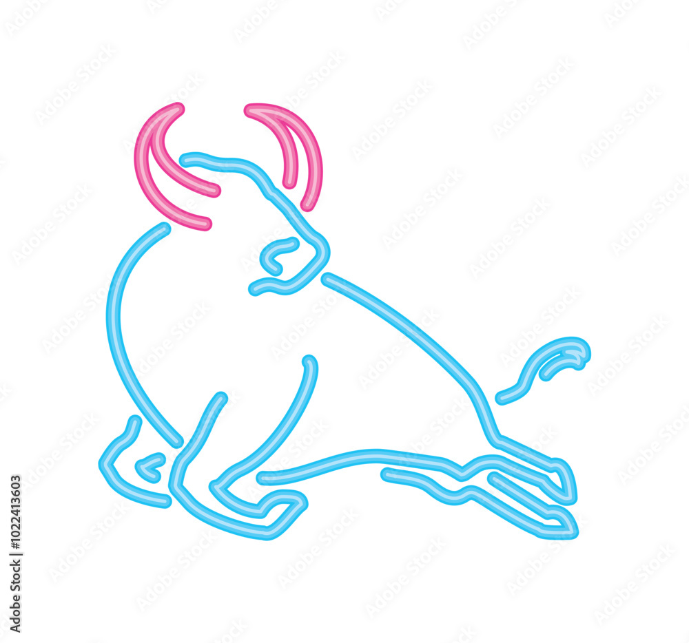 bull running neon lights animal bull running neon lights animal