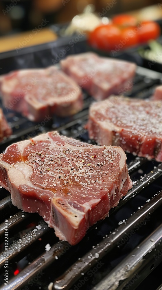 Close Up of Juicy Grilled Steaks on a BBQ Grill Close Up of Juicy Grilled Steaks on a BBQ Grill