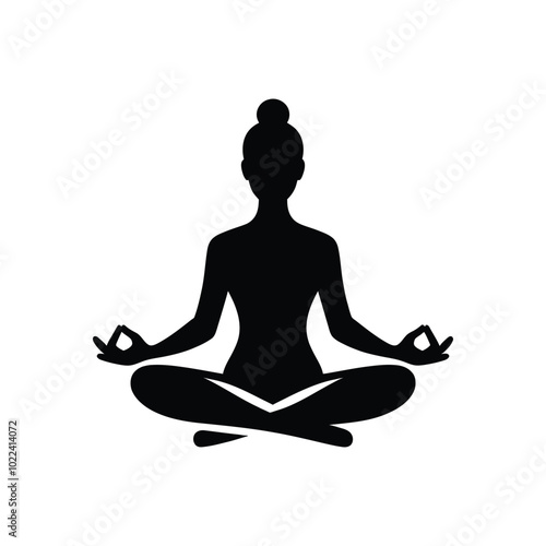 Female Silhouette in Classic Lotus Pose Yoga Meditation Vector Design