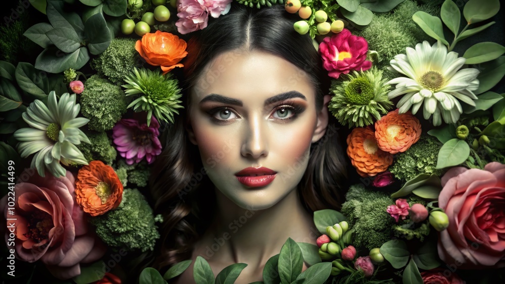 Feminine Floral Logo Design Featuring a Beautiful Girl Surrounded by Vibrant Flowers for Elegant Branding Feminine Floral Logo Design Featuring a Beautiful Girl Surrounded by Vibrant Flowers for Elegant Branding