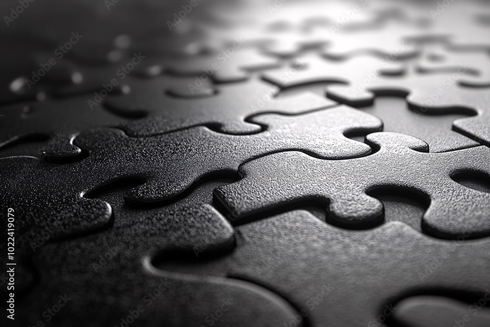 Close-Up View of Interlocking Puzzle Pieces Close-Up View of Interlocking Puzzle Pieces