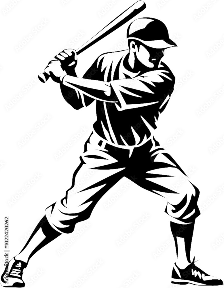 Obraz premium Inspiring Designs, Black Stencil Baseball Artworks Available. 