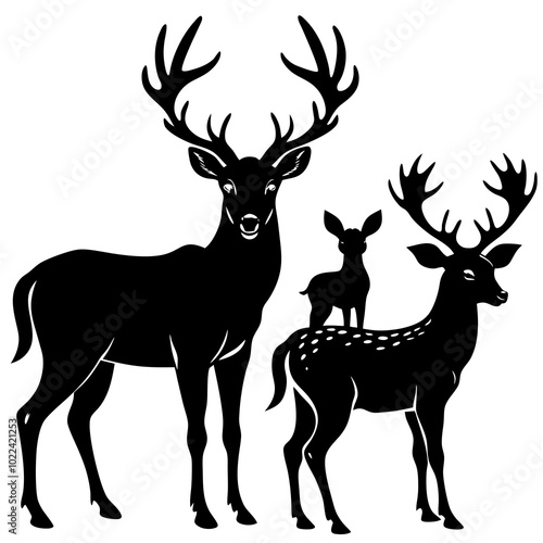 set of deer silhouettes