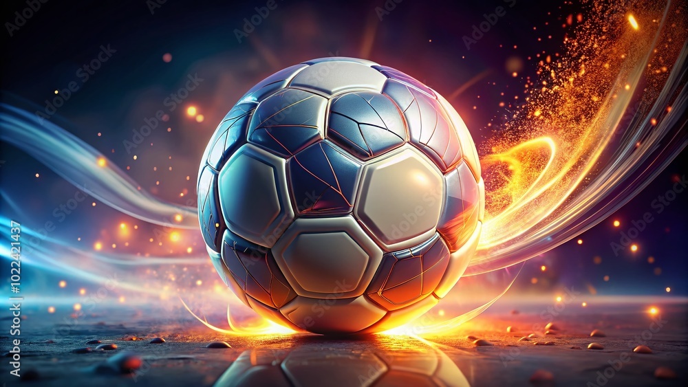 Fototapeta premium Futuristic Mechanical Soccer Ball with Neon Glow in Glossy White Material