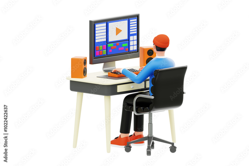Motion Graphics Designer 3D Character Illustration. Motion Graphics Designer 3D Character Illustration.