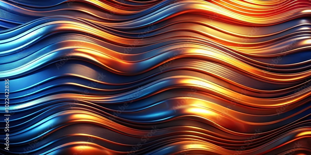Abstract Interplay of Gold and Blue Waves, a Symphony of Curvature and Metallic Sheen Abstract Interplay of Gold and Blue Waves, a Symphony of Curvature and Metallic Sheen