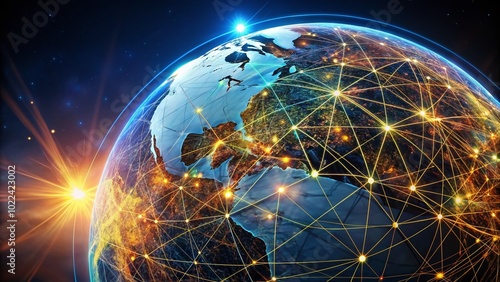 Global Telecommunications Network: A Globe Interconnected by Lines