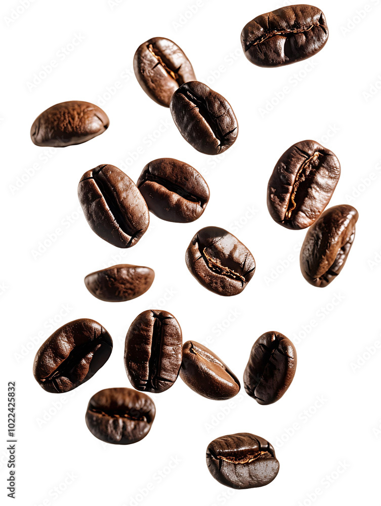 Fototapeta premium Clear Background with Coffee Beans Flying