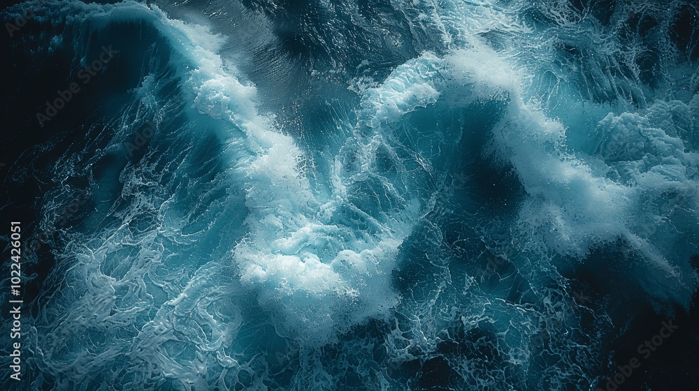 drone shot of dark blue and turquoise ocean waves with white foam from above, beautiful nature background and wallpaper, top down perspective, flowing water in sea drone shot of dark blue and turquoise ocean waves with white foam from above, beautiful nature background and wallpaper, top down perspective, flowing water in sea