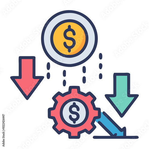 Cost increase vector flat icons. Vector illustration