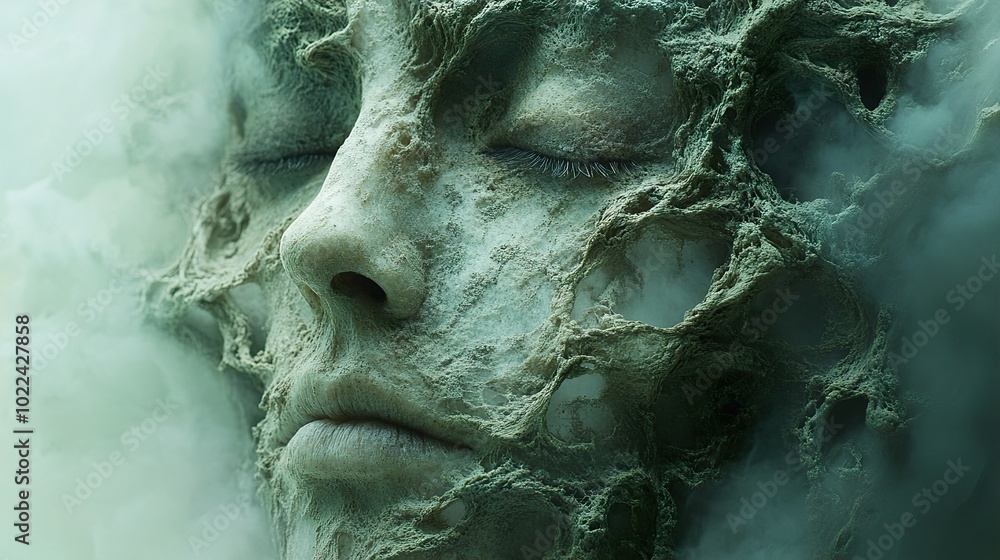 Surreal Dreamlike Face with Decaying Texture Surreal Dreamlike Face with Decaying Texture