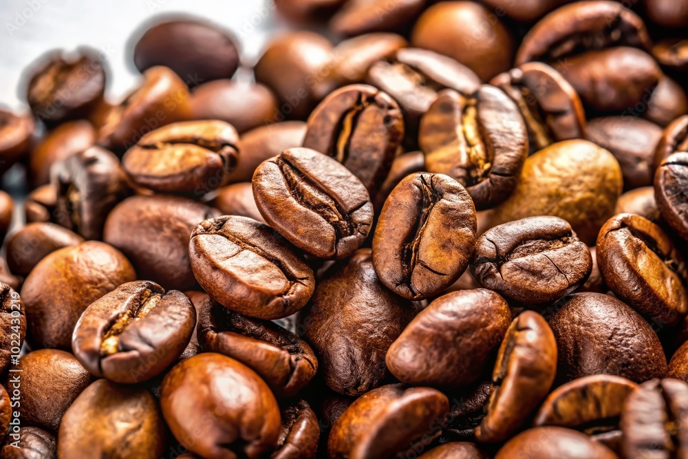 Fototapeta premium Isolated Coffee Beans on White Background for Urban Exploration Photography
