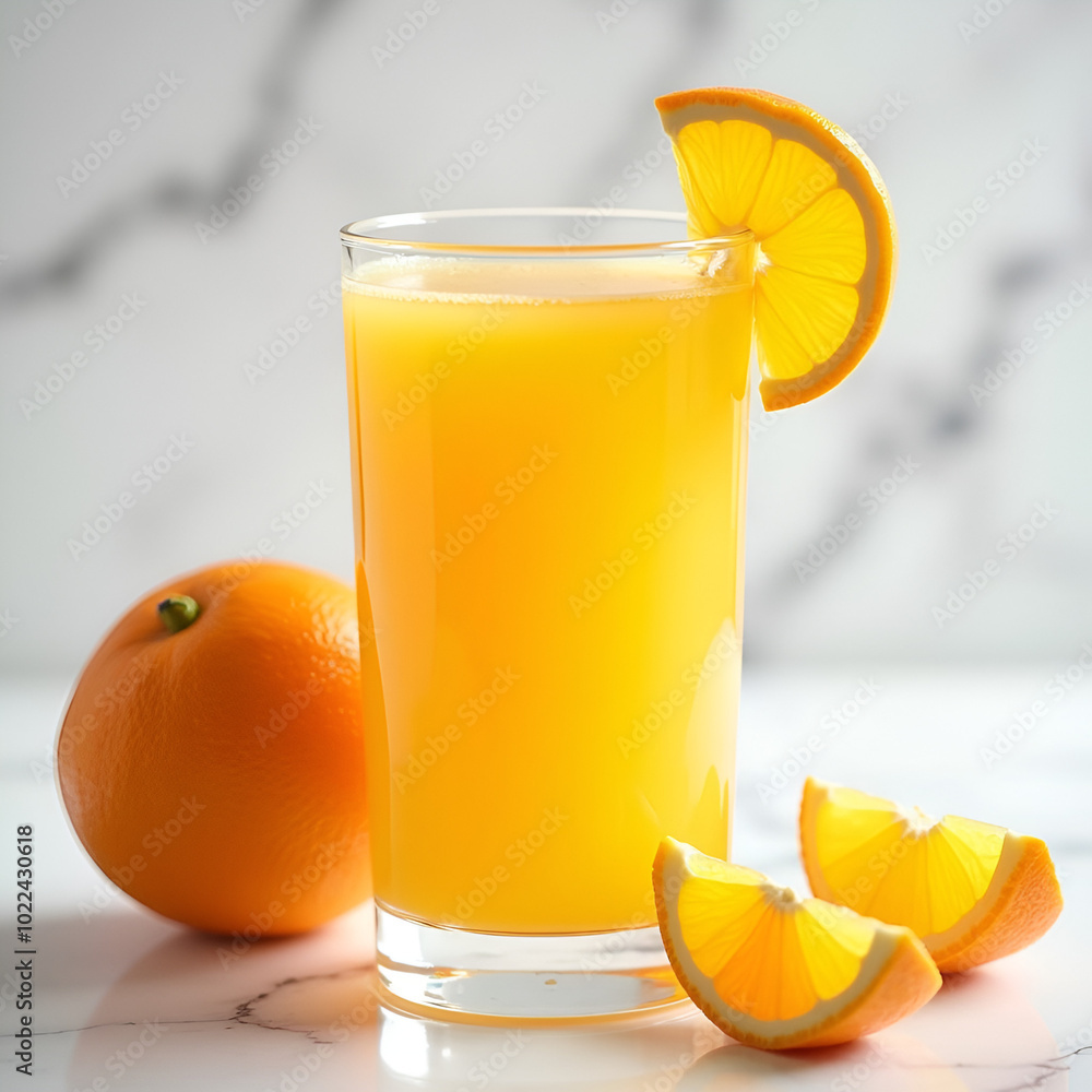 Vibrant Orange Juice with Fresh Orange Slices Vibrant Orange Juice with Fresh Orange Slices