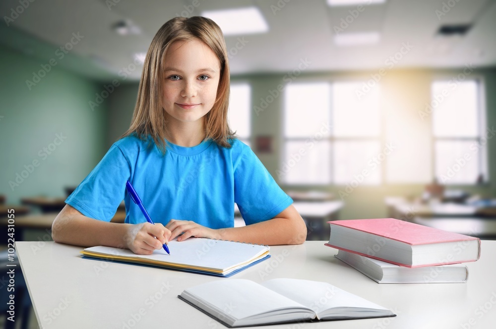Learning school student in classroom background Learning school student in classroom background