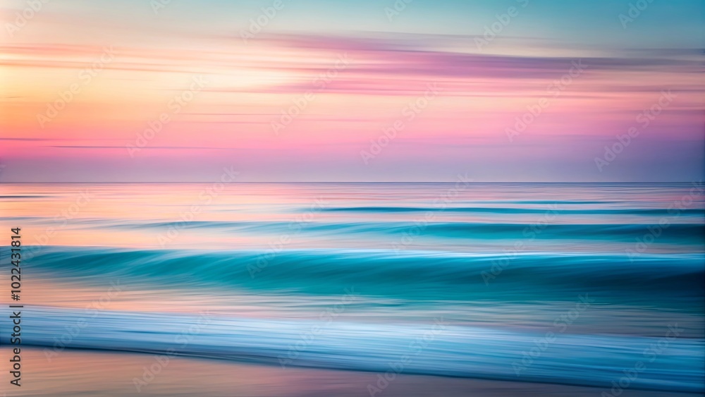 A Serene Blend of Horizon and Waves, Captured in a Dreamlike Blur