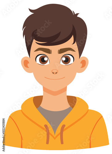 Smiling Boy in Yellow Hoodie