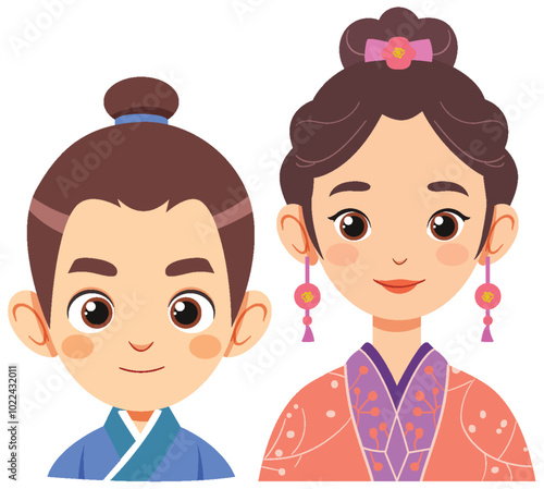 Traditional Chinese Couple Illustration