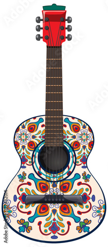 Colorful Mexican Guitar Illustration
