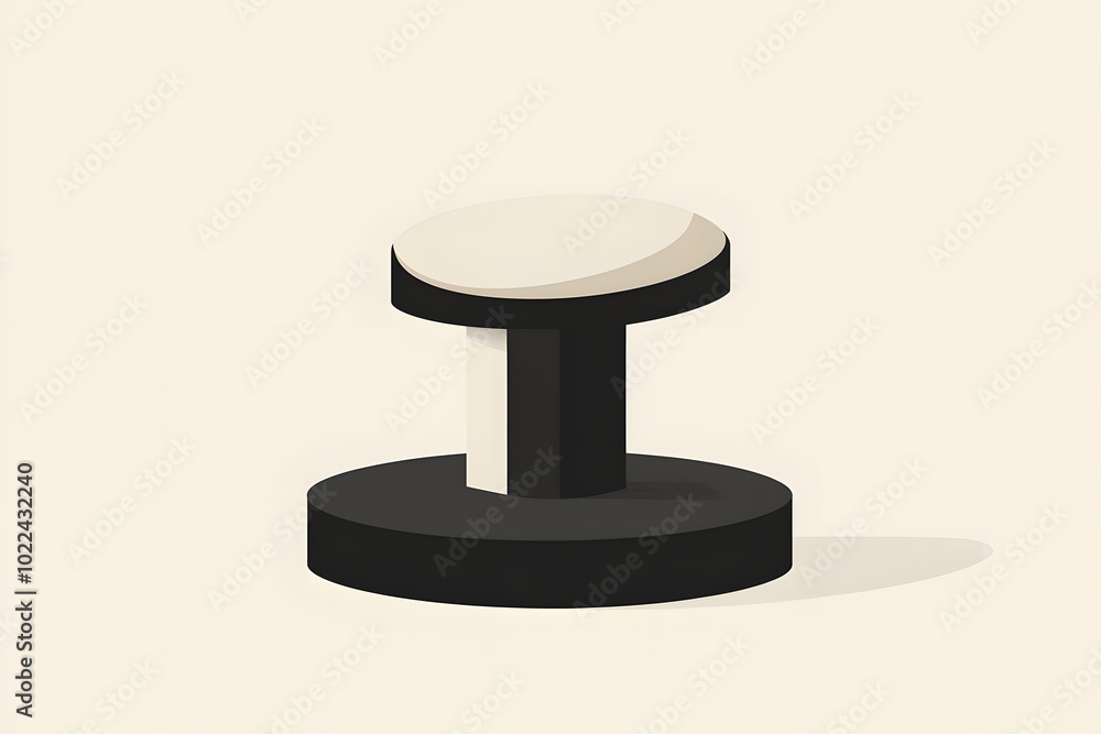 A Black and White Rubber Stamp with a Circular Pad A Black and White Rubber Stamp with a Circular Pad