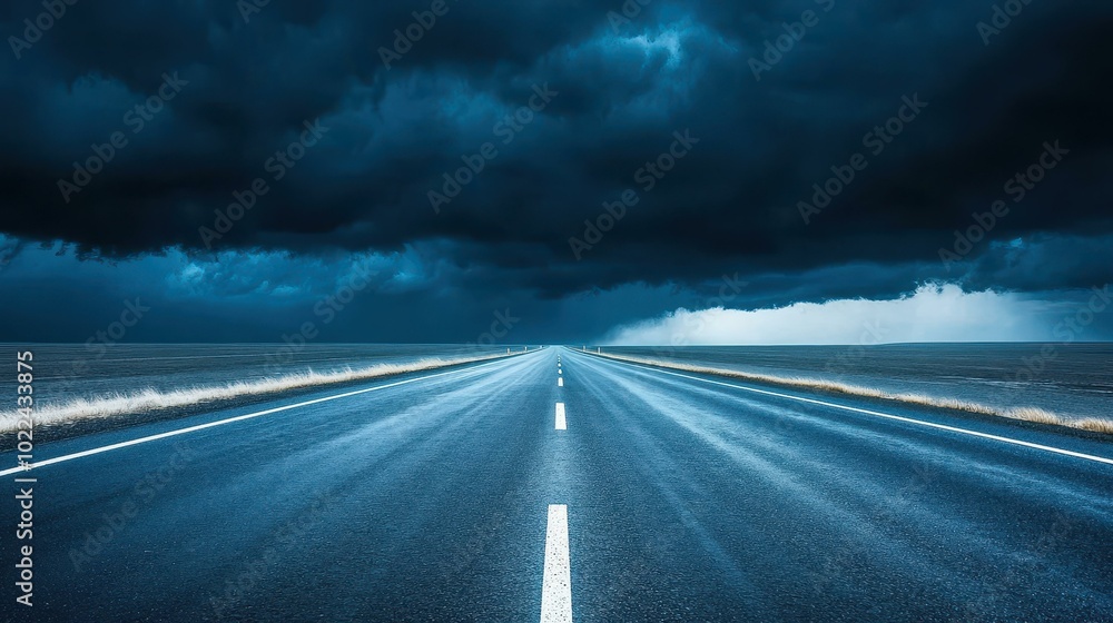 A painted message of faith stands out on a barren road beneath a stormy sky, capturing the essence of hope in tough times. A painted message of faith stands out on a barren road beneath a stormy sky, capturing the essence of hope in tough times.
