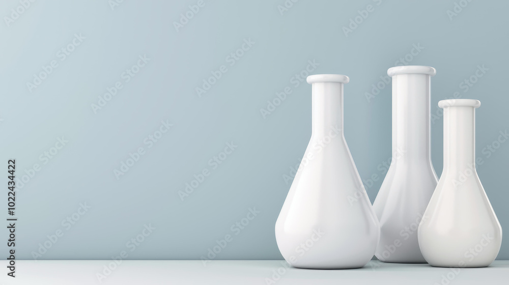 Explore the world of chemistry with a white beaker, flasks, and lab tubes, essential for scientific research and experiments. Explore the world of chemistry with a white beaker, flasks, and lab tubes, essential for scientific research and experiments.
