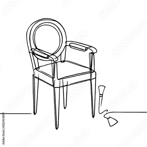  Armchair outline drawing with a minimalistic design