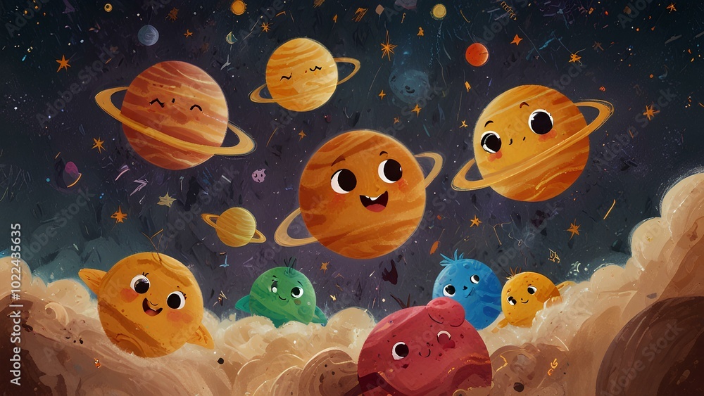 Fall in love with these adorable planets, each with their unique charm, shining brightly against a starry backdrop in a magical universe!
Fall in love with these adorable planets, each with their unique charm, shining brightly against a starry backdrop in a magical universe!