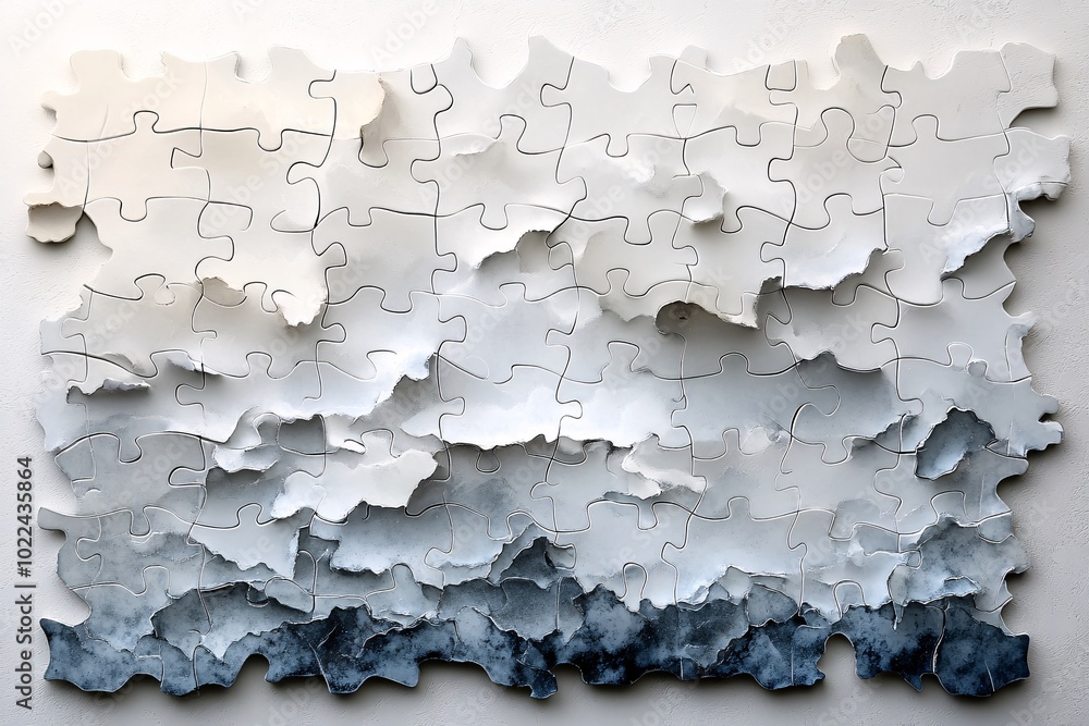 Fototapeta premium White Puzzle Pieces Form an Abstract Design