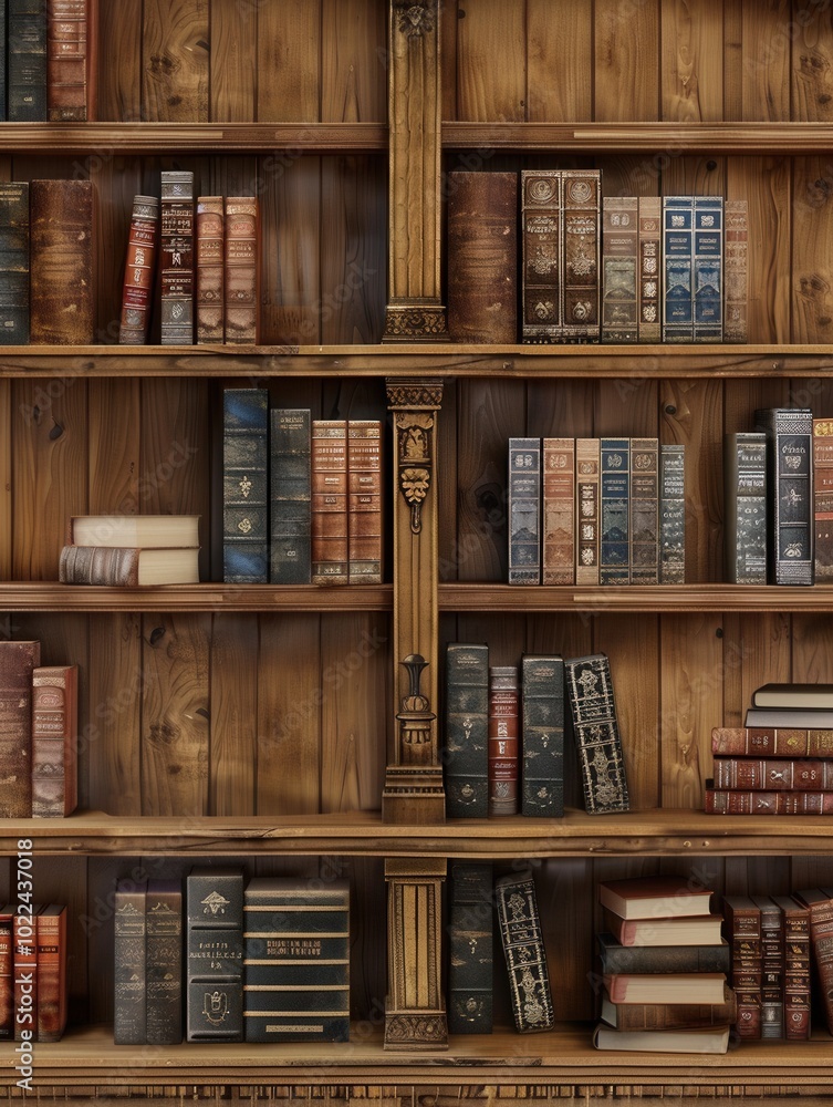 A cozy study area features wooden shelves brimming with textbooks and academic literature, perfect for focused reading or research. Generative AI A cozy study area features wooden shelves brimming with textbooks and academic literature, perfect for focused reading or research. Generative AI