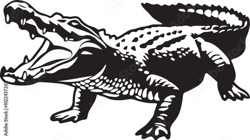silhouette vector, and art style crocodile