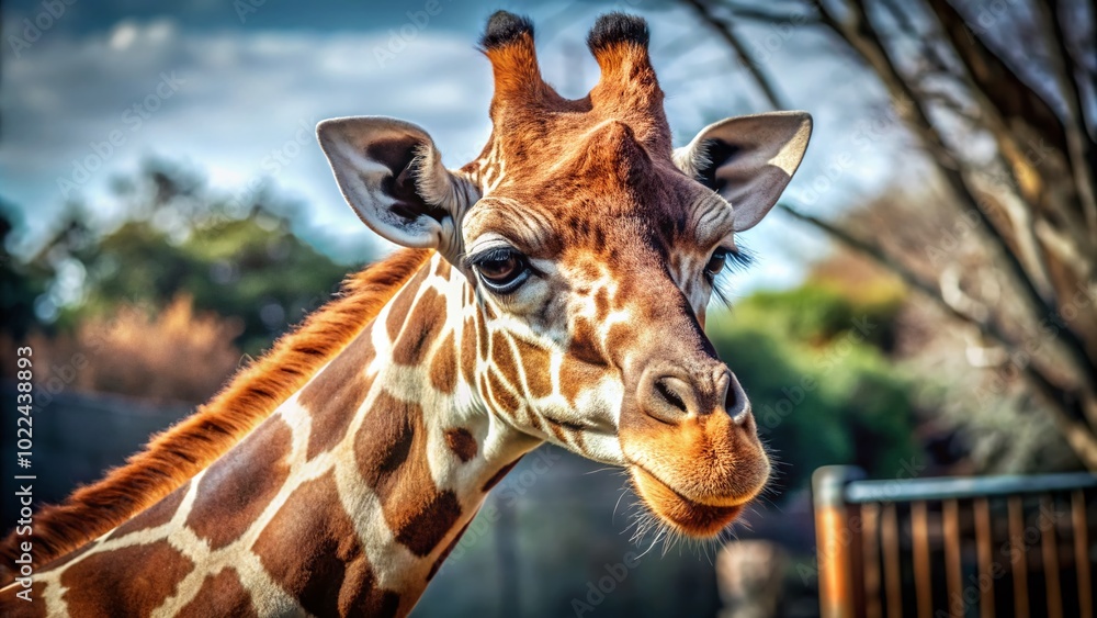 Obraz premium Minimalist Giraffe Safari Icon in Simple Colors for Vector Art Design