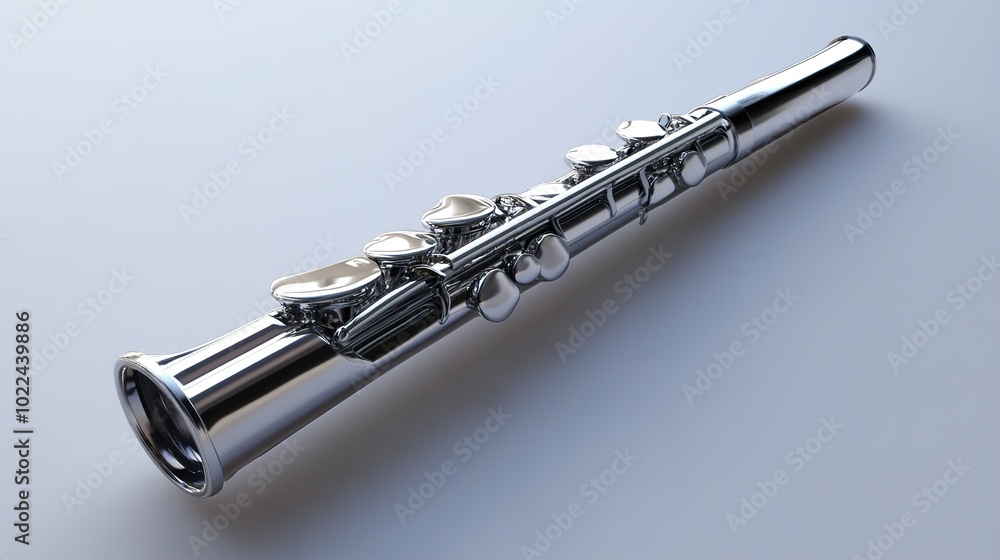 Fototapeta premium Silver Flute: A Close-Up Look at a Beautiful Instrument
