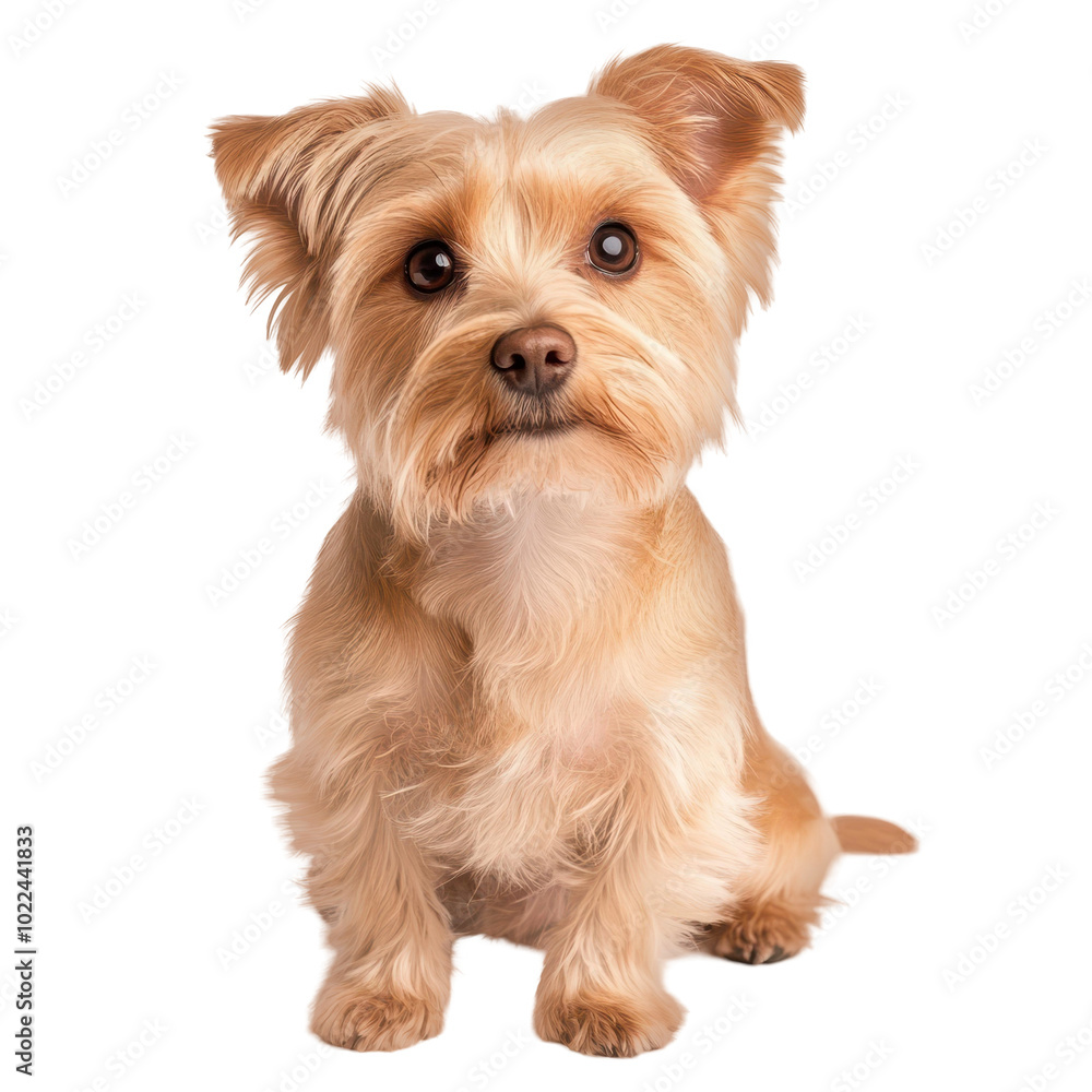Adorable Yorkshire Terrier sitting pretty on a clean white background, showcasing its beautiful features and fluffy coat. Adorable Yorkshire Terrier sitting pretty on a clean white background, showcasing its beautiful features and fluffy coat.