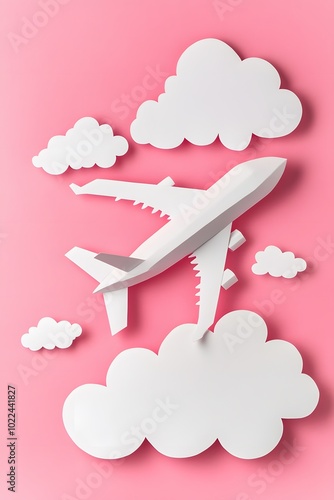 Paper airplane in the clouds