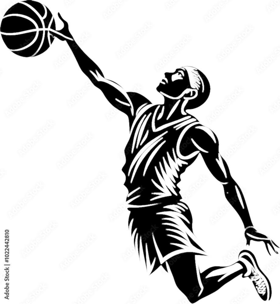 Fototapeta premium Basketball Player Silhouette Drawing. 