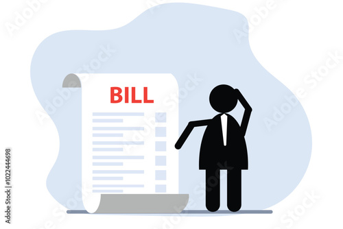 Bill Big expenses and financial problem debt concept vector illustration background business design