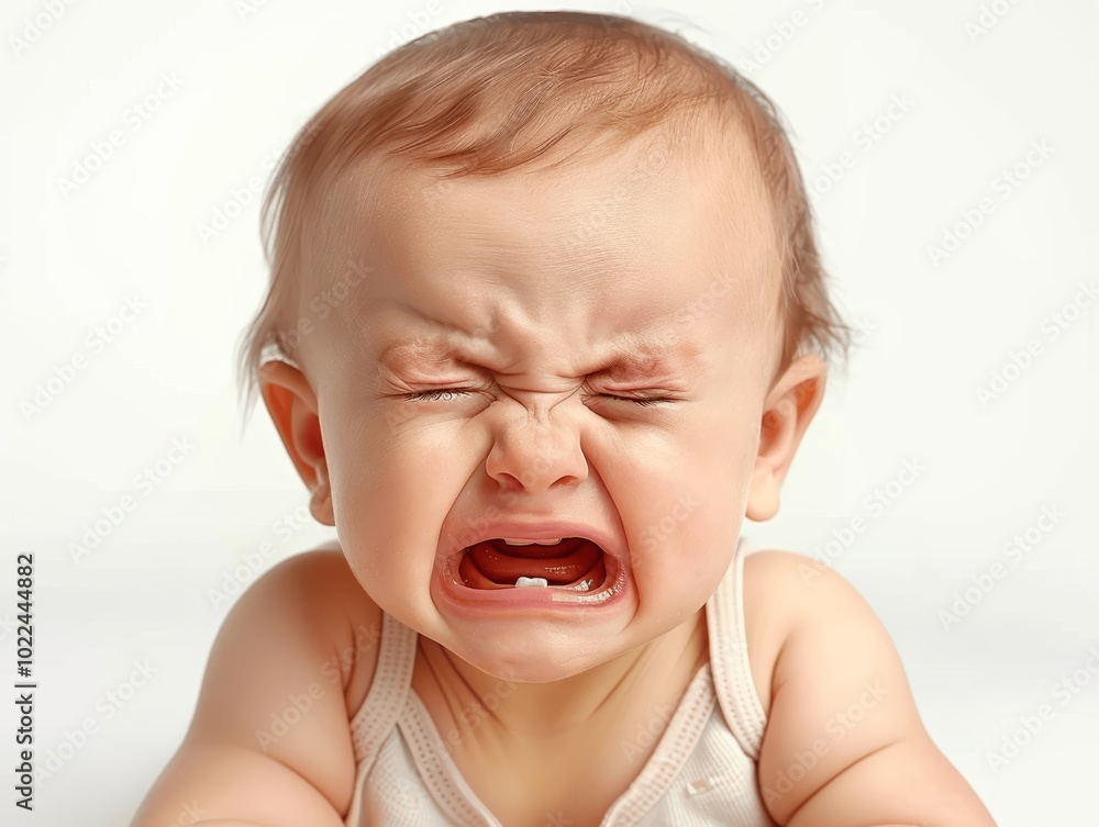 closeup photo of cute baby boy crying and screaming on white background high definition closeup photo of cute baby boy crying and screaming on white background high definition