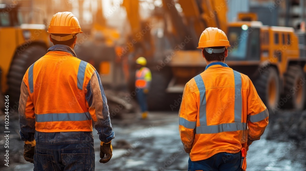 Construction Workers in Safety Gear. Construction Workers in Safety Gear.
