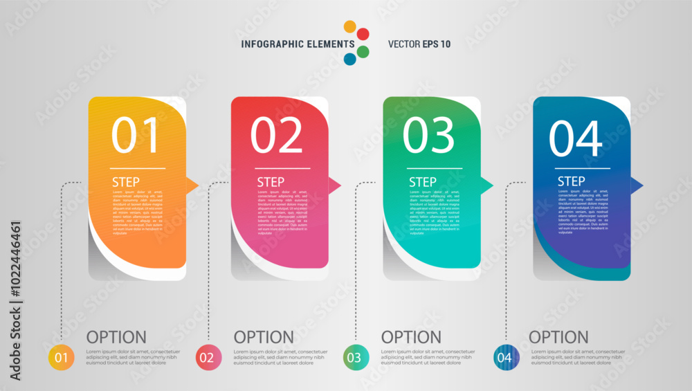 Business infographics design for four Step, option, parts or process. Infographic 4 element design Business infographics design for four Step, option, parts or process. Infographic 4 element design