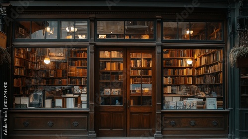 An Old Book Store With Wooden Doors and Windows