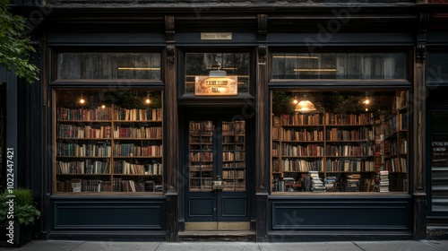 A Bookstore Storefront With Bookshelves Filled With Books